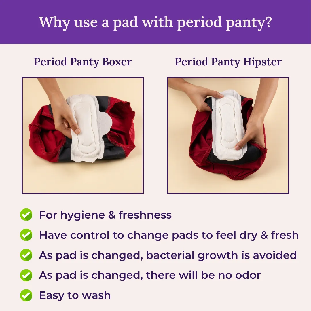 Adira Period Panty Combo – 2 Boxers + 2 Hipsters For Teens | Leakproof, Pad-Supporting Comfort For Heavy & Light Flow - Image 5