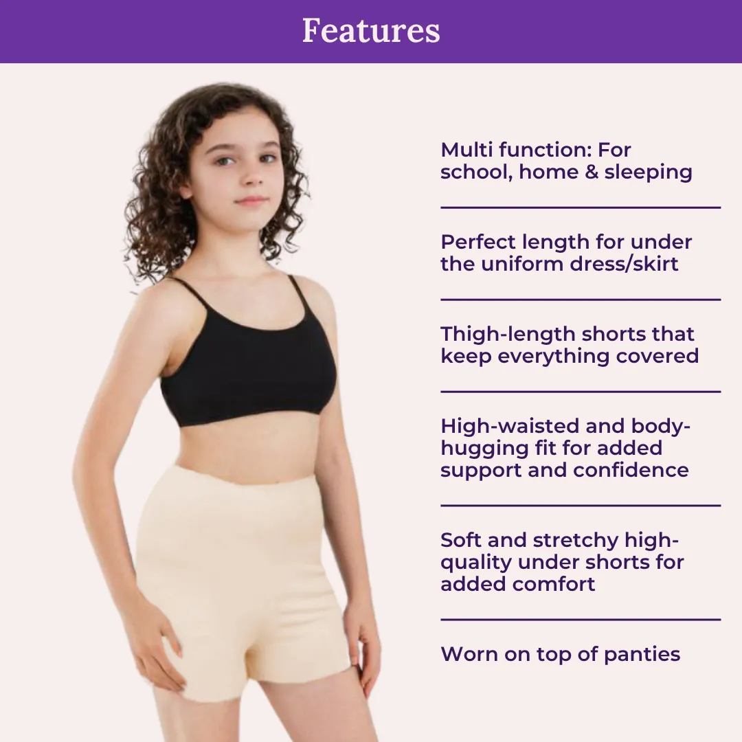Teen Shorties | Thigh Length | High Waist | Full Coverage | Chafe Free | 1 Pack - Image 4