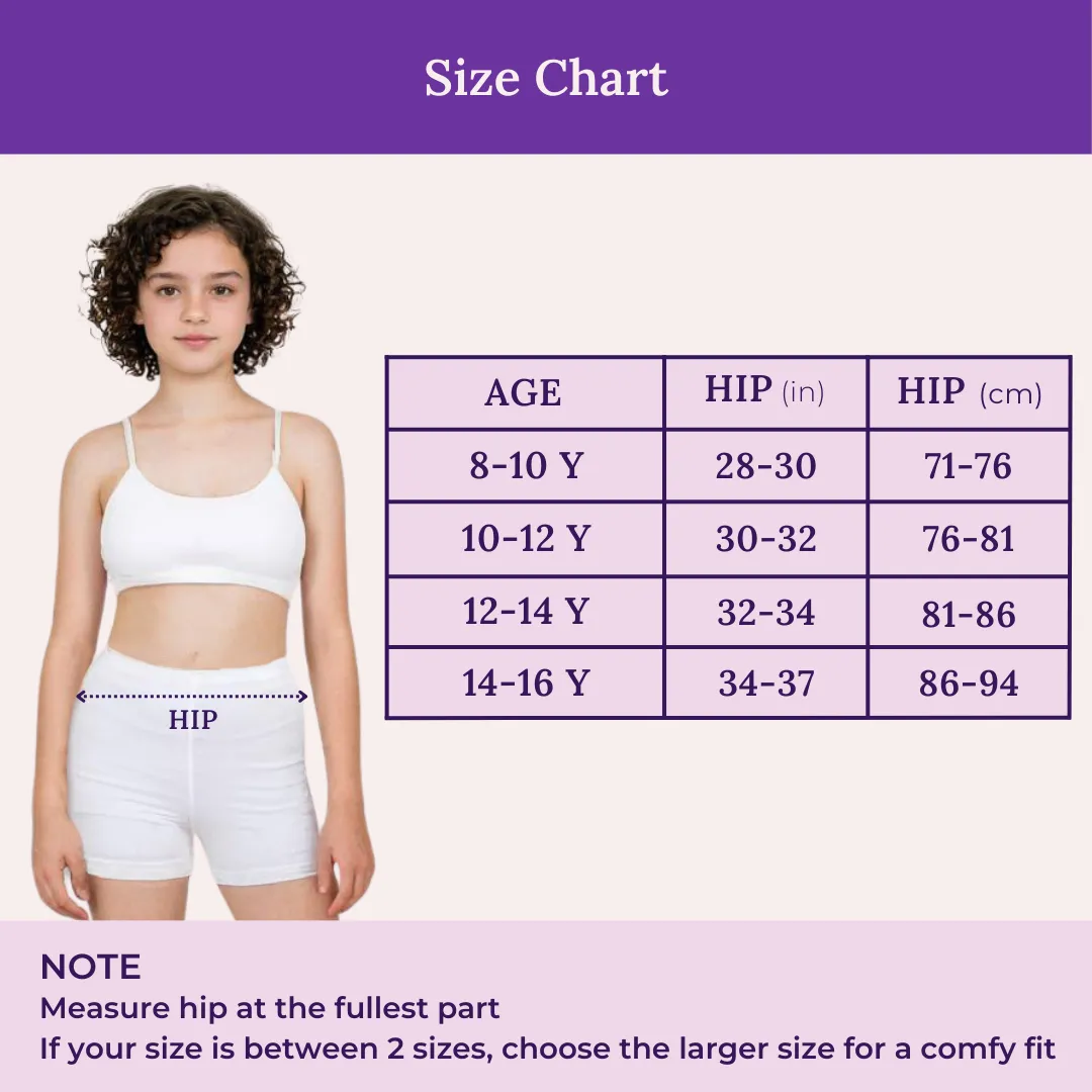 Teen Shorties | Thigh Length | High Waist | Full Coverage | Chafe Free | 4 Pack - Image 3