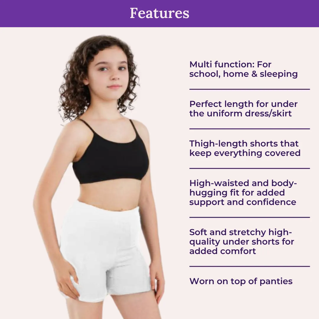Teen Shorties | Thigh Length | High Waist | Full Coverage | Chafe Free | 4 Pack - Image 4