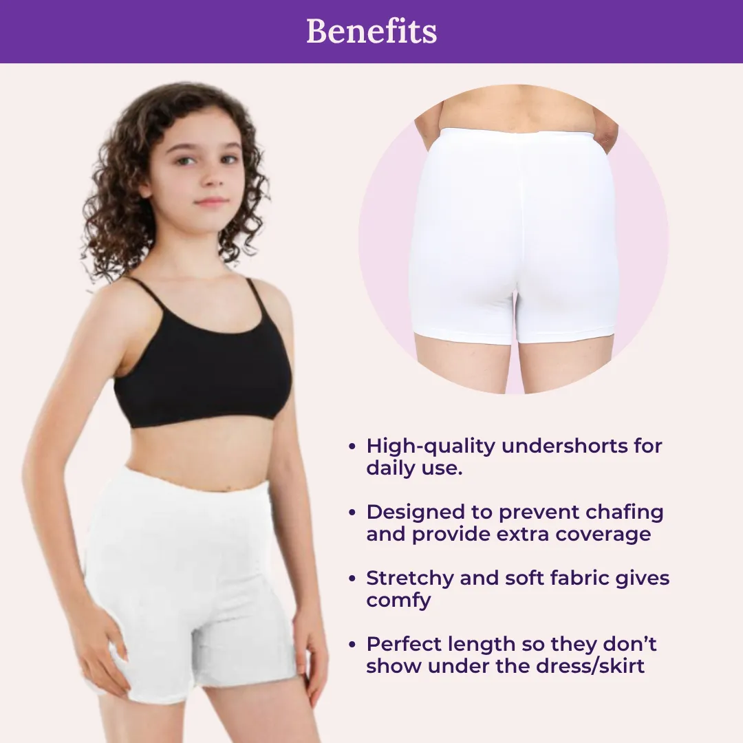 Teen Shorties | Thigh Length | High Waist | Full Coverage | Chafe Free | 4 Pack - Image 5