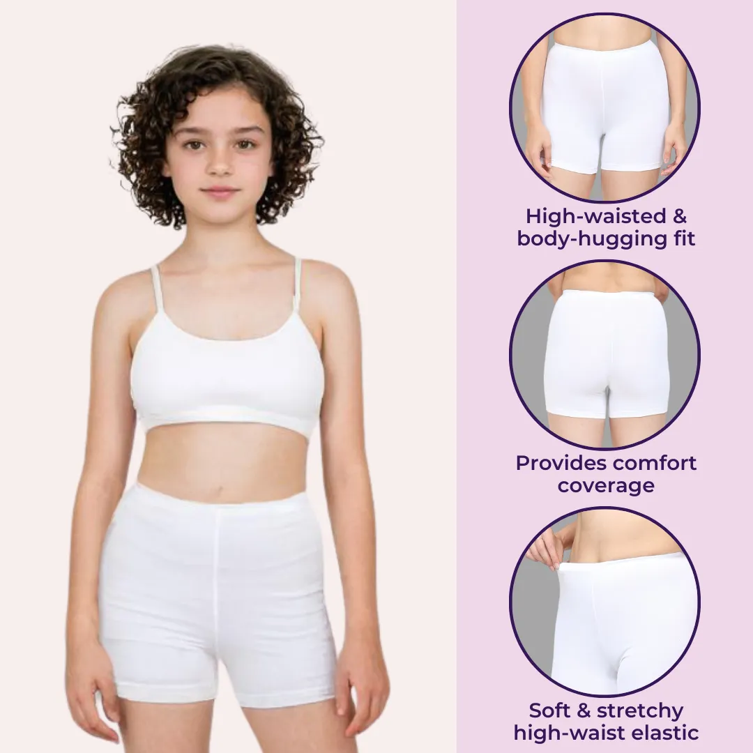 Teen Shorties | Thigh Length | High Waist | Full Coverage | Chafe Free | 4 Pack - Image 6