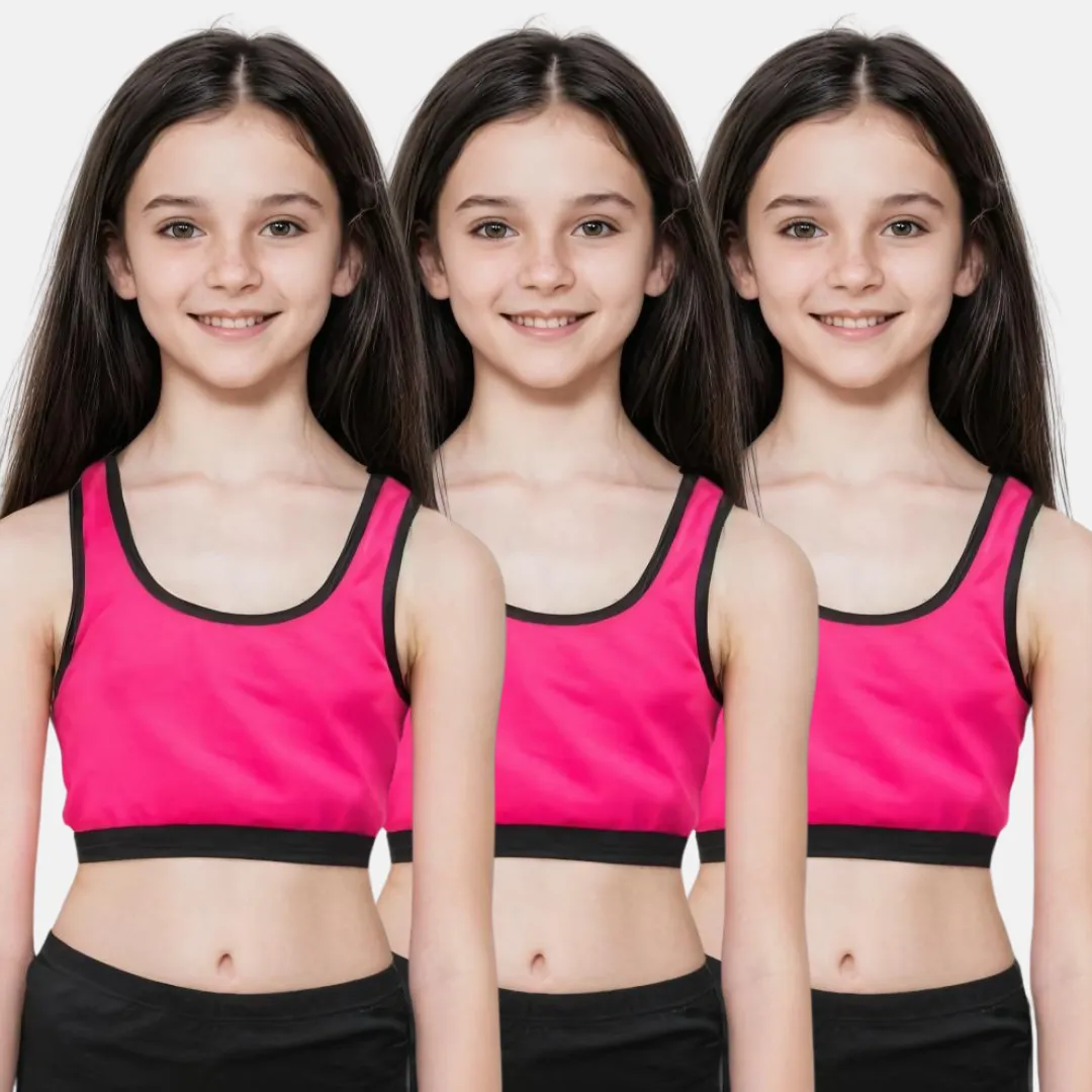 Flat Padded Teen Sports Bra | Padded Sports Bra | Wire-free | Pack Of 3 - Image 7