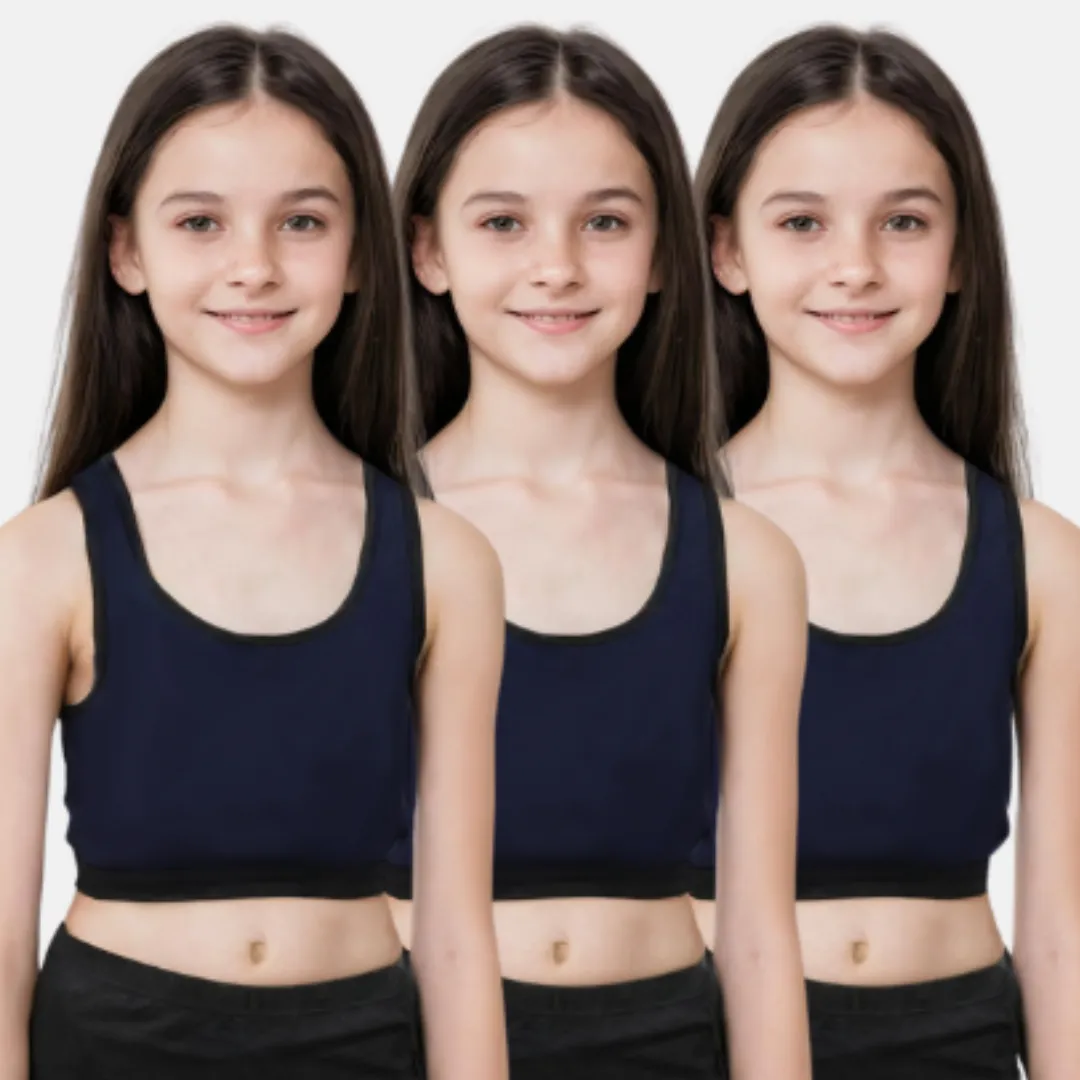 Flat Padded Teen Sports Bra | Padded Sports Bra | Wire-free | Pack Of 3 - Image 8