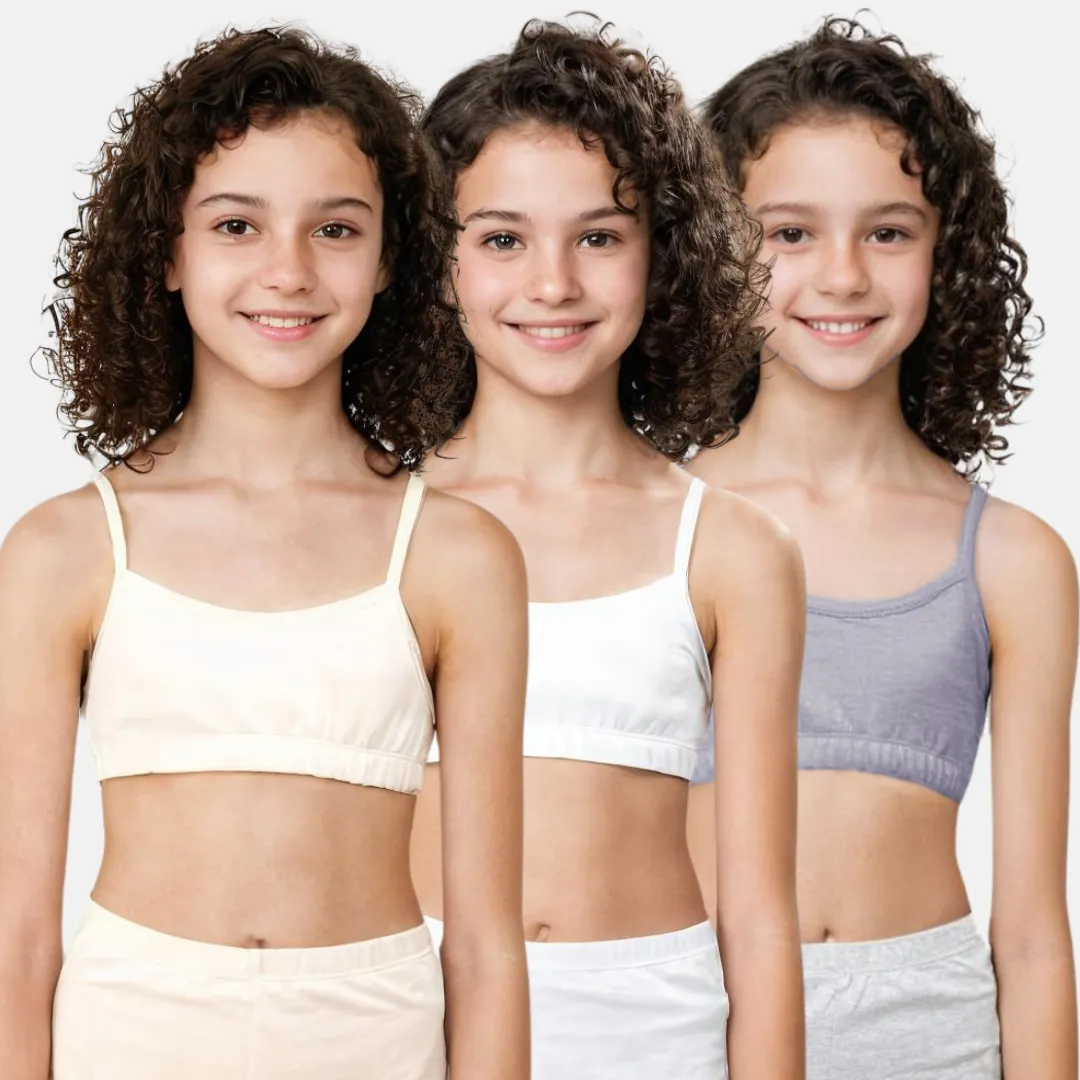 Teenager Bra | Teenager Cotton Bra | Wireless Bra | Flat Padded | Slip On | Pack Of 3 - Image 13