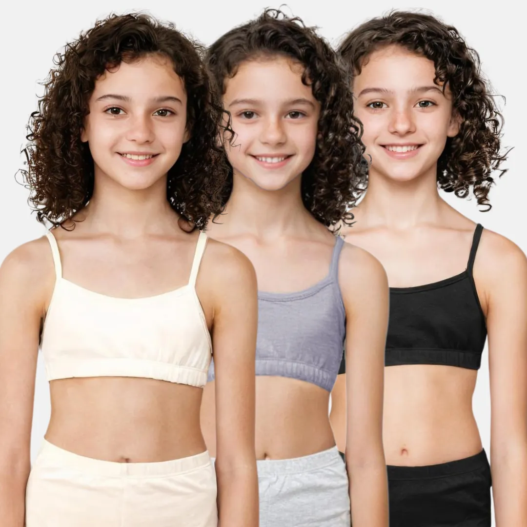 Teenager Bra | Teenager Cotton Bra | Wireless Bra | Flat Padded | Slip On | Pack Of 3 - Image 15