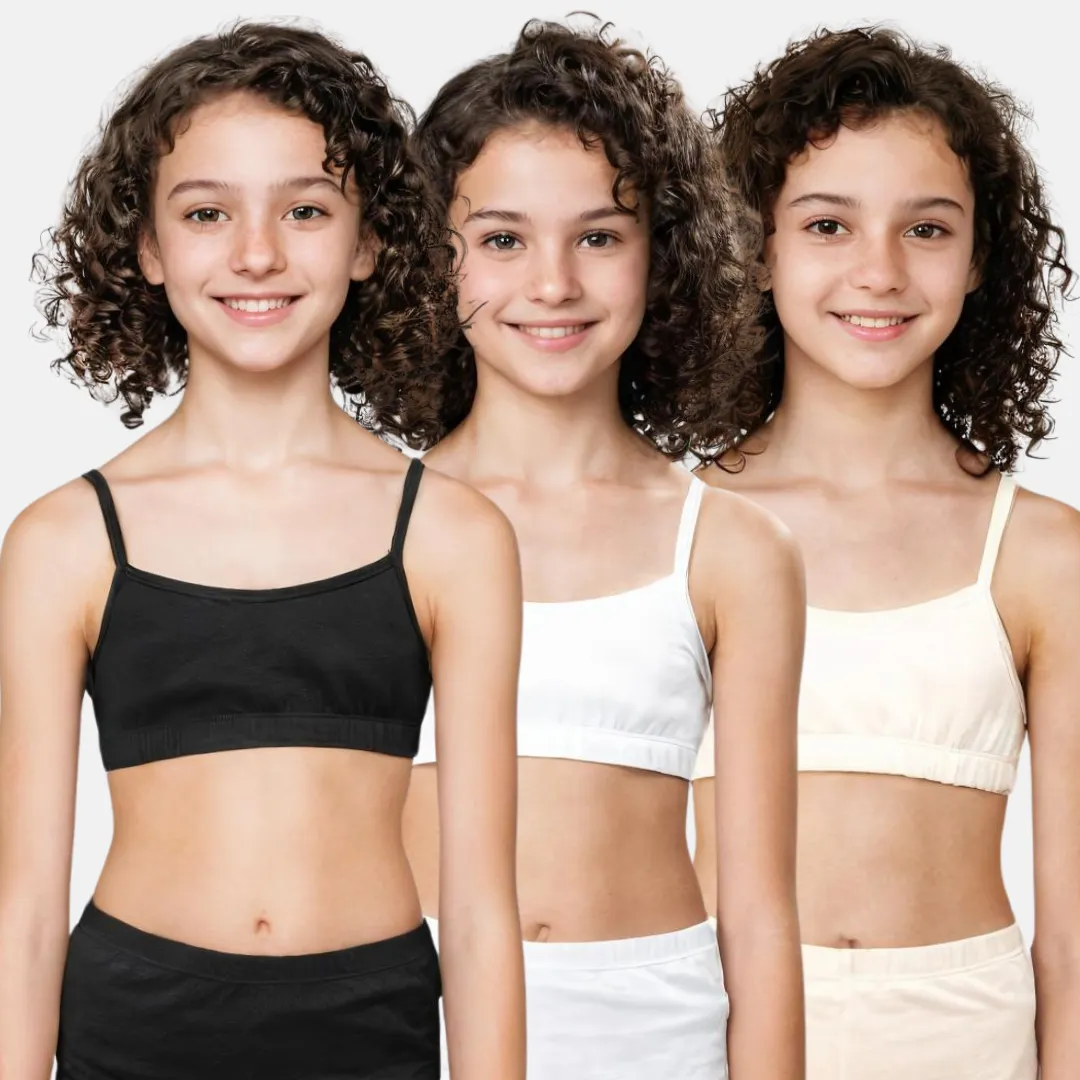 Teenager Bra | Teenager Cotton Bra | Wireless Bra | Flat Padded | Slip On | Pack Of 3 - Image 17