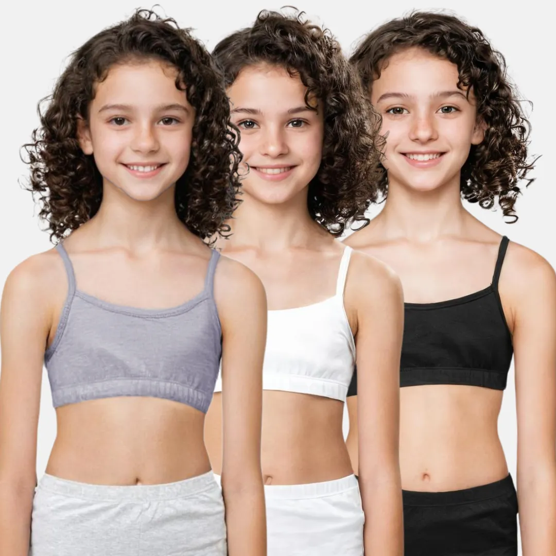Teenager Bra | Teenager Cotton Bra | Wireless Bra | Flat Padded | Slip On | Pack Of 3 - Image 18