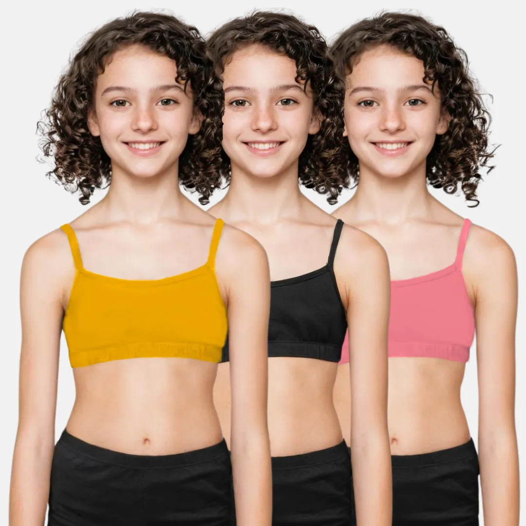 Teenager Bra | Teenager Cotton Bra | Wireless Bra | Flat Padded | Slip On | Pack Of 3 - Image 19