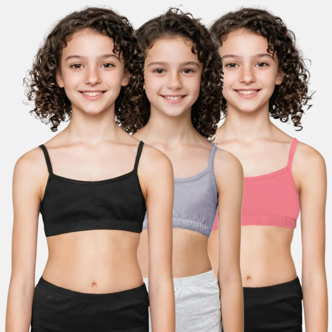 Teenager Bra | Teenager Cotton Bra | Wireless Bra | Flat Padded | Slip On | Pack Of 3 - Image 20