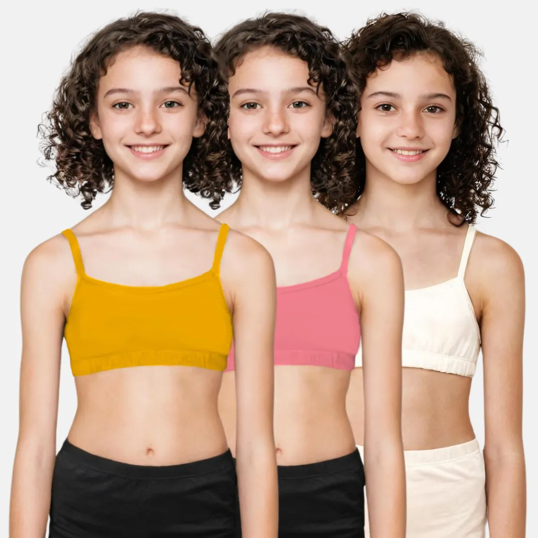 Teenager Bra | Teenager Cotton Bra | Wireless Bra | Flat Padded | Slip On | Pack Of 3 - Image 21