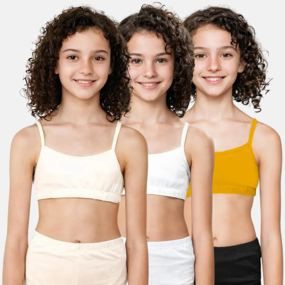 Teenager Bra | Teenager Cotton Bra | Wireless Bra | Flat Padded | Slip On | Pack Of 3 - Image 22