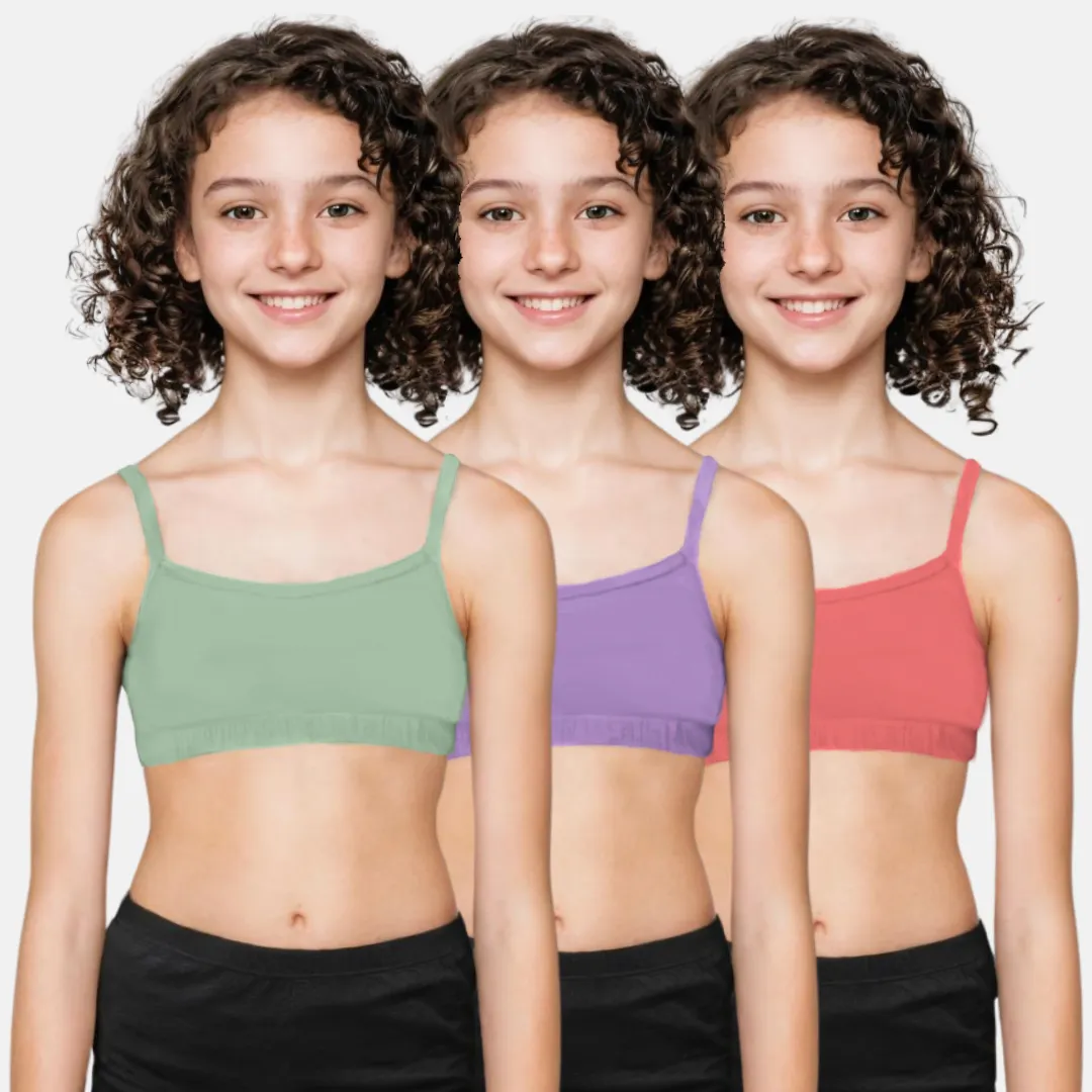 Teenager Bra | Teenager Cotton Bra | Wireless Bra | Flat Padded | Slip On | Pack Of 3 - Image 23