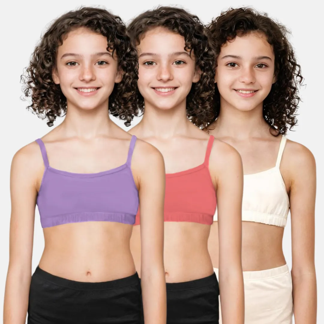 Teenager Bra | Teenager Cotton Bra | Wireless Bra | Flat Padded | Slip On | Pack Of 3 - Image 24