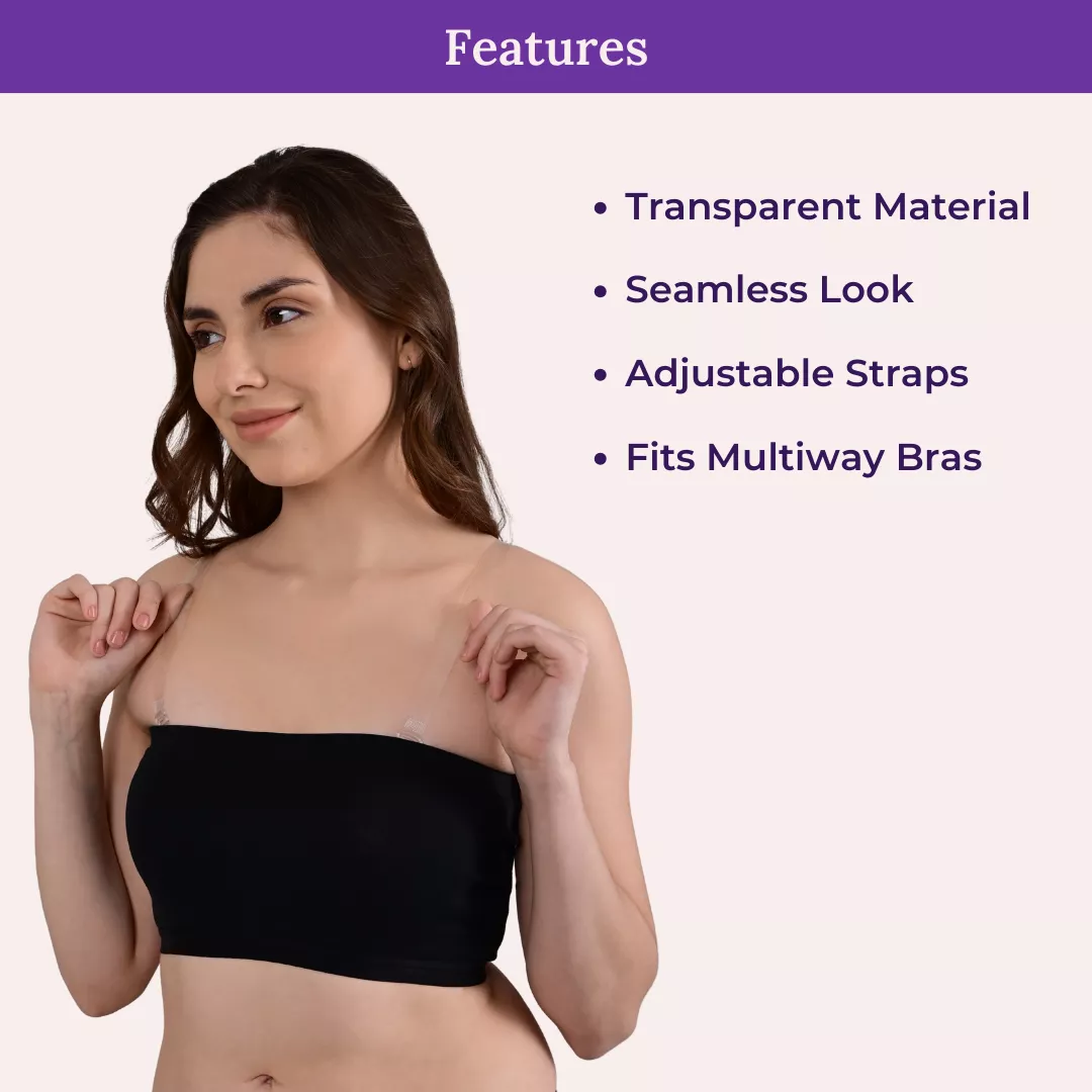 Transparent Bra Strap | Skin-Safe Material | Adjustable Length | Invisible Design | Easy To Attach | Pack Of 2 - Image 3