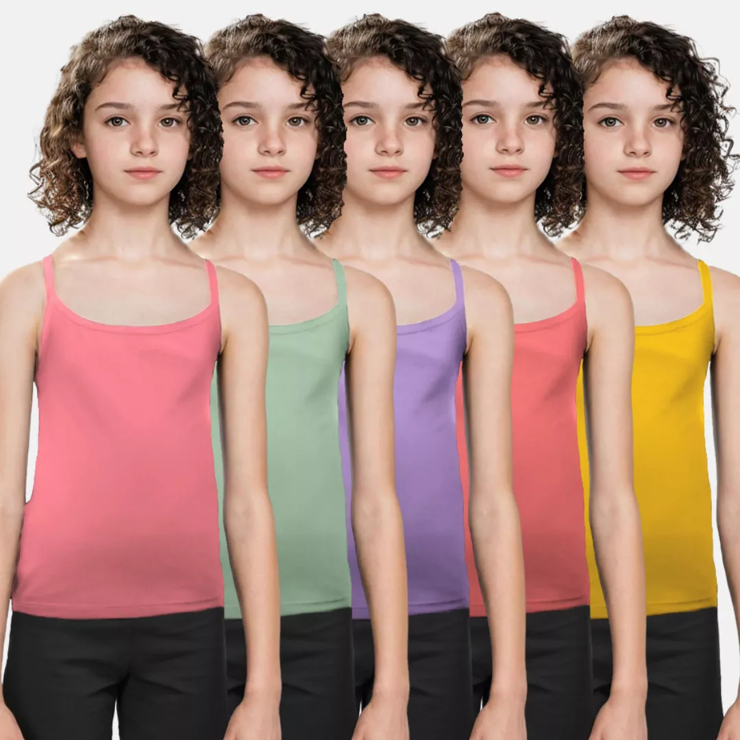 Teen Camisole | Flat Padded | Prevents Show Of Nipple Buds | Pack Of 5 - Image 13