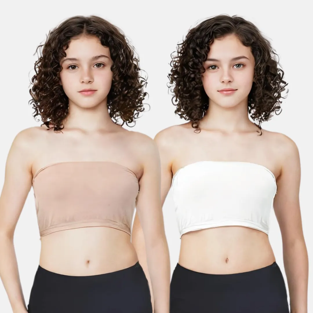 Teens Tube Top Bra | Slip On Style | 3 Layer Front Panel Conceals Nipples | Silicone Anti Slip Band Prevents Slipping | 2 Pack - Image 10