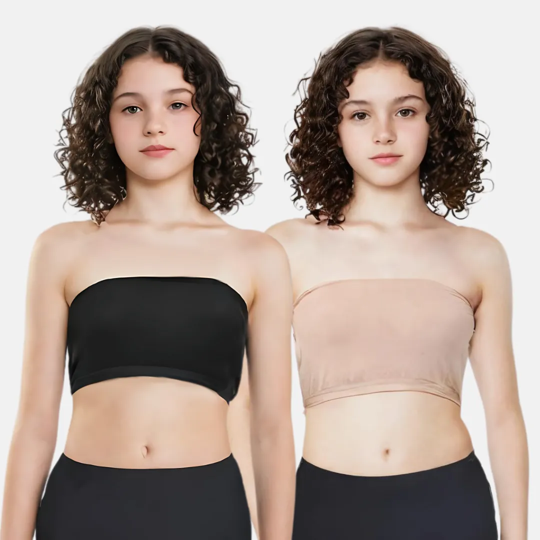 Teens Tube Top Bra | Slip On Style | 3 Layer Front Panel Conceals Nipples | Silicone Anti Slip Band Prevents Slipping | 2 Pack - Image 11