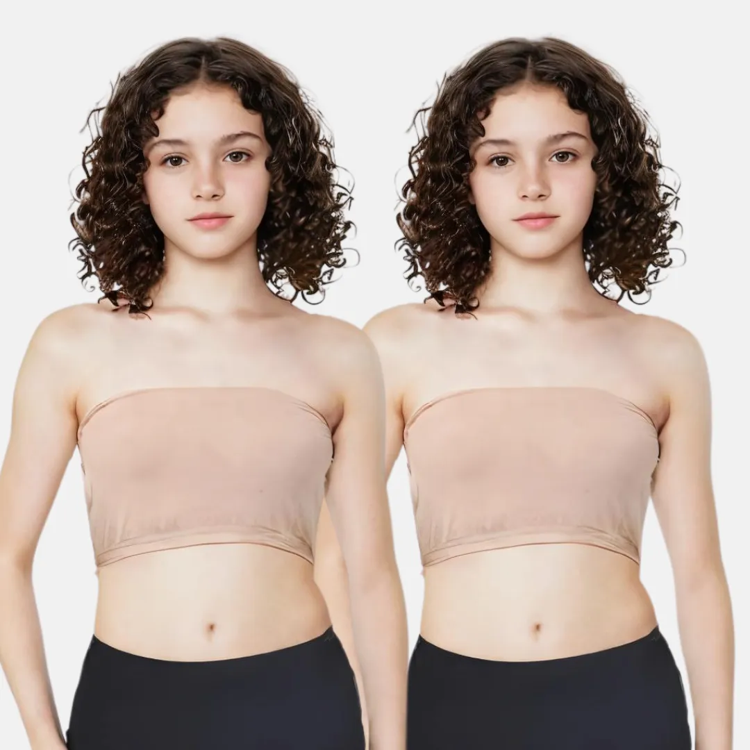 Teens Tube Top Bra | Slip On Style | 3 Layer Front Panel Conceals Nipples | Silicone Anti Slip Band Prevents Slipping | 2 Pack - Image 12
