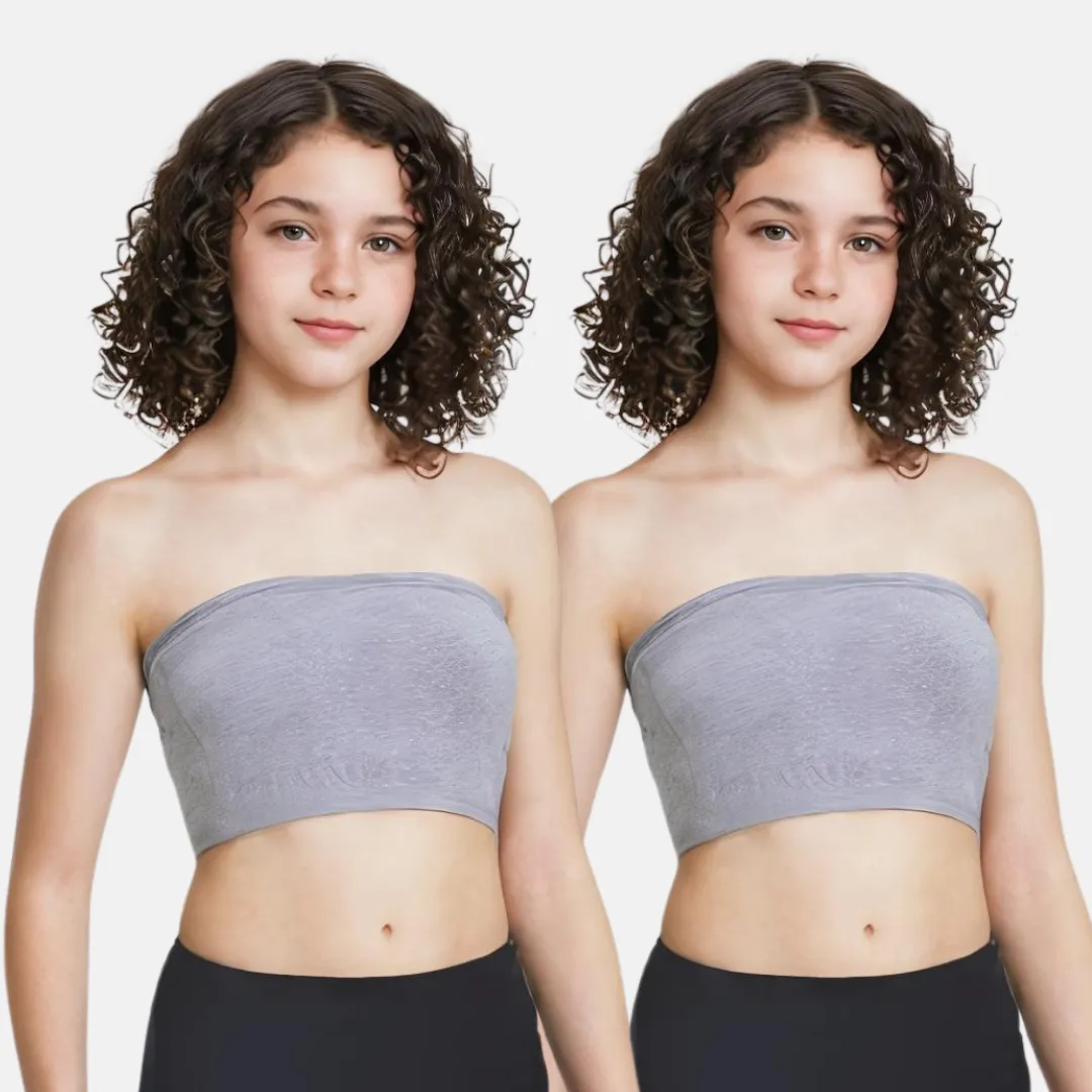 Teens Tube Top Bra | Slip On Style | 3 Layer Front Panel Conceals Nipples | Silicone Anti Slip Band Prevents Slipping | 2 Pack - Image 13