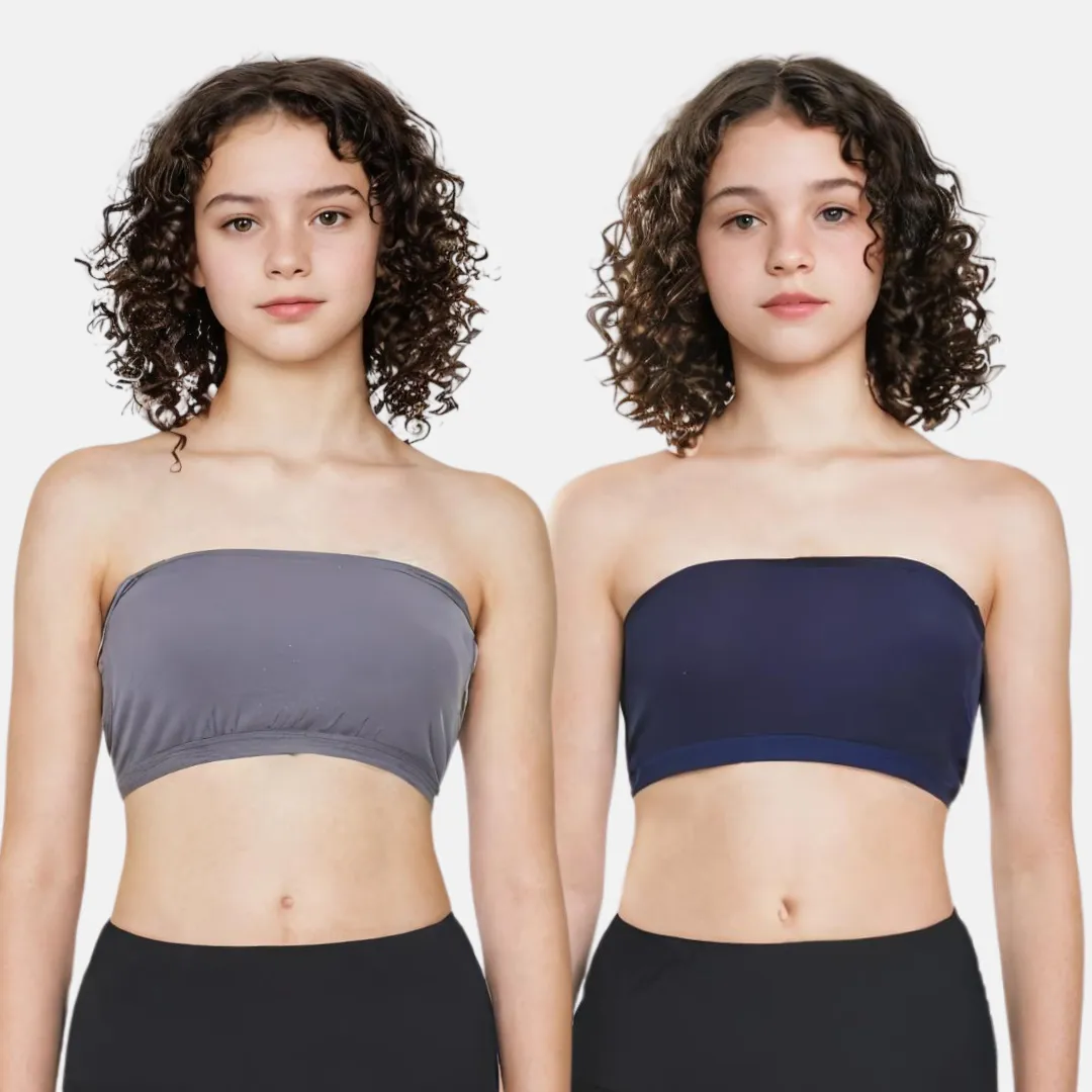 Teens Tube Top Bra | Slip On Style | 3 Layer Front Panel Conceals Nipples | Silicone Anti Slip Band Prevents Slipping | 2 Pack - Image 14