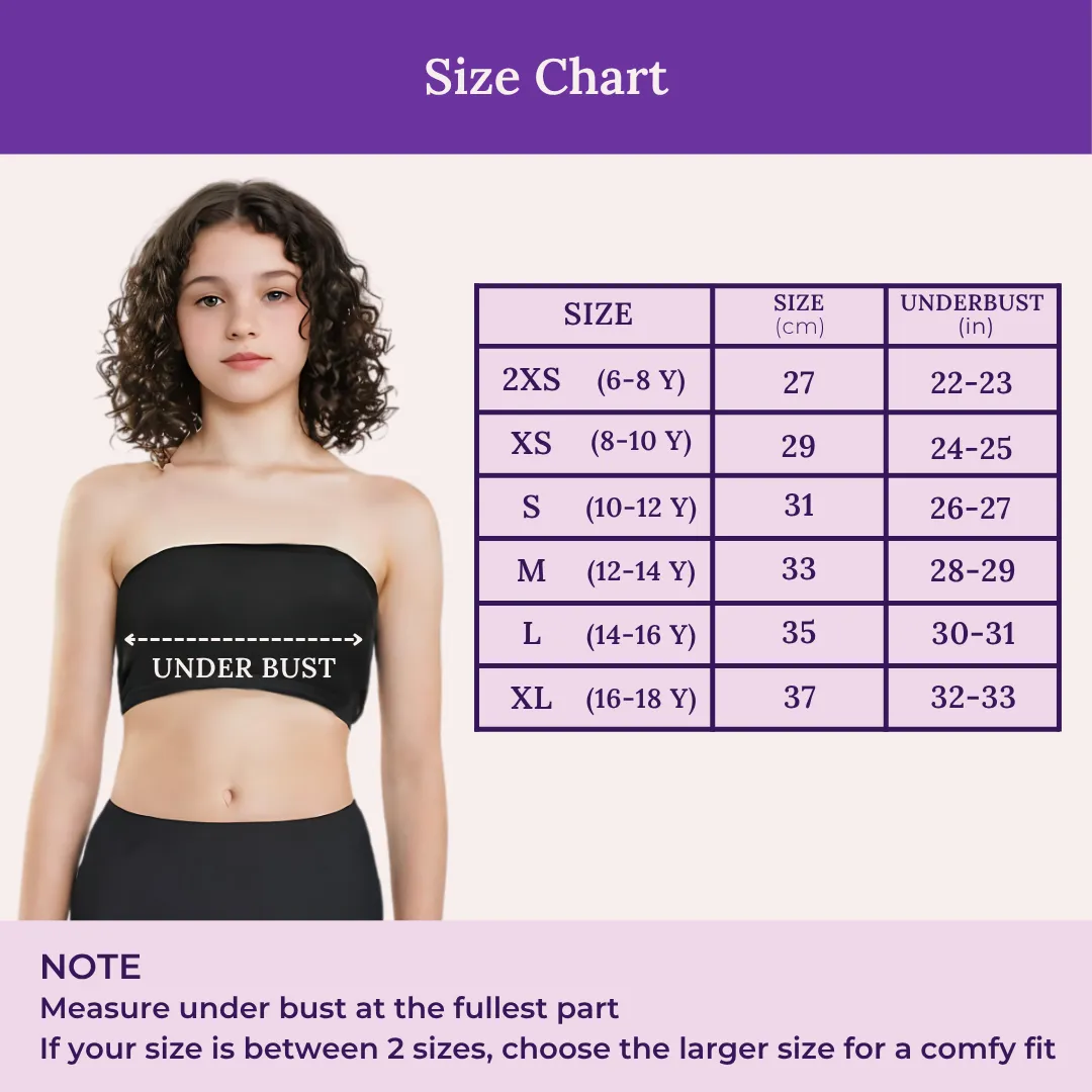 Teens Tube Top Bra | Slip On Style | 3 Layer Front Panel Conceals Nipples | Silicone Anti Slip Band Prevents Slipping | 2 Pack - Image 3