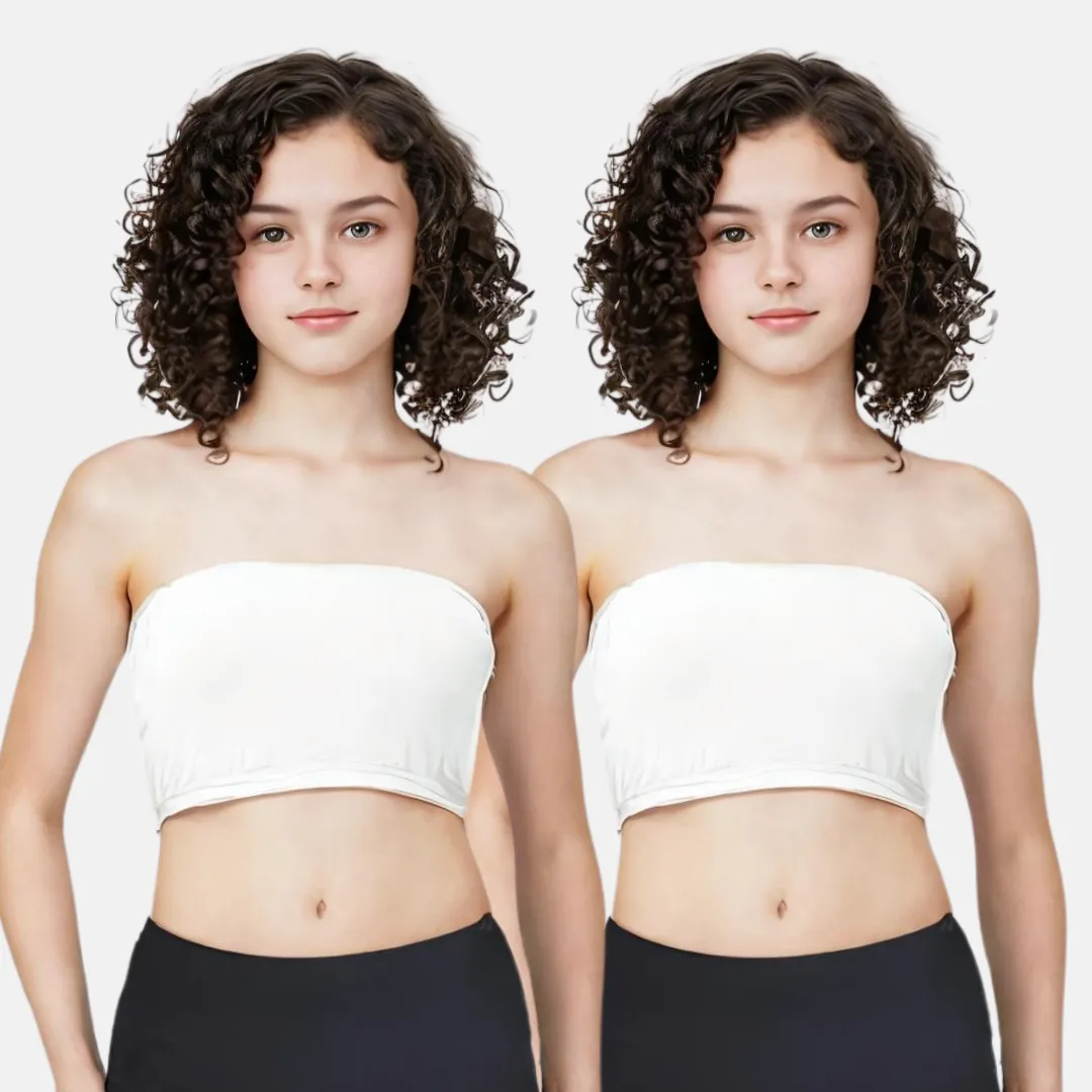 Teens Tube Top Bra | Slip On Style | 3 Layer Front Panel Conceals Nipples | Silicone Anti Slip Band Prevents Slipping | 2 Pack - Image 7