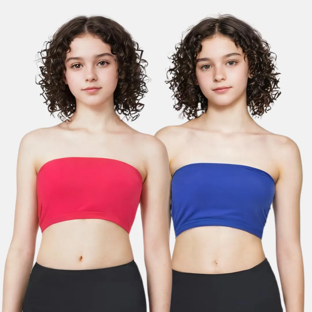 Teens Tube Top Bra | Slip On Style | 3 Layer Front Panel Conceals Nipples | Silicone Anti Slip Band Prevents Slipping | 2 Pack - Image 8
