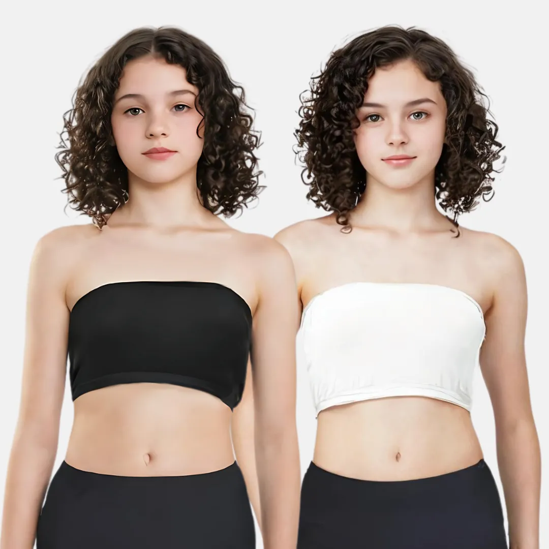 Teens Tube Top Bra | Slip On Style | 3 Layer Front Panel Conceals Nipples | Silicone Anti Slip Band Prevents Slipping | 2 Pack - Image 9