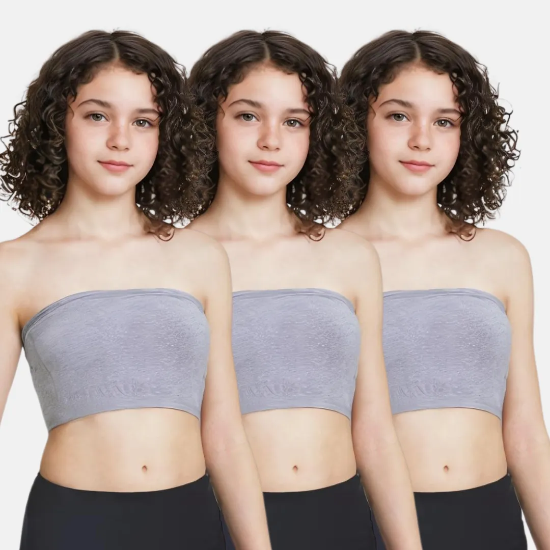 Teens Tube Top Bra | Slip On Style | 3 Layer Front Panel Conceals Nipples | Silicone Anti Slip Band Prevents Slipping | 3 Pack - Image 10