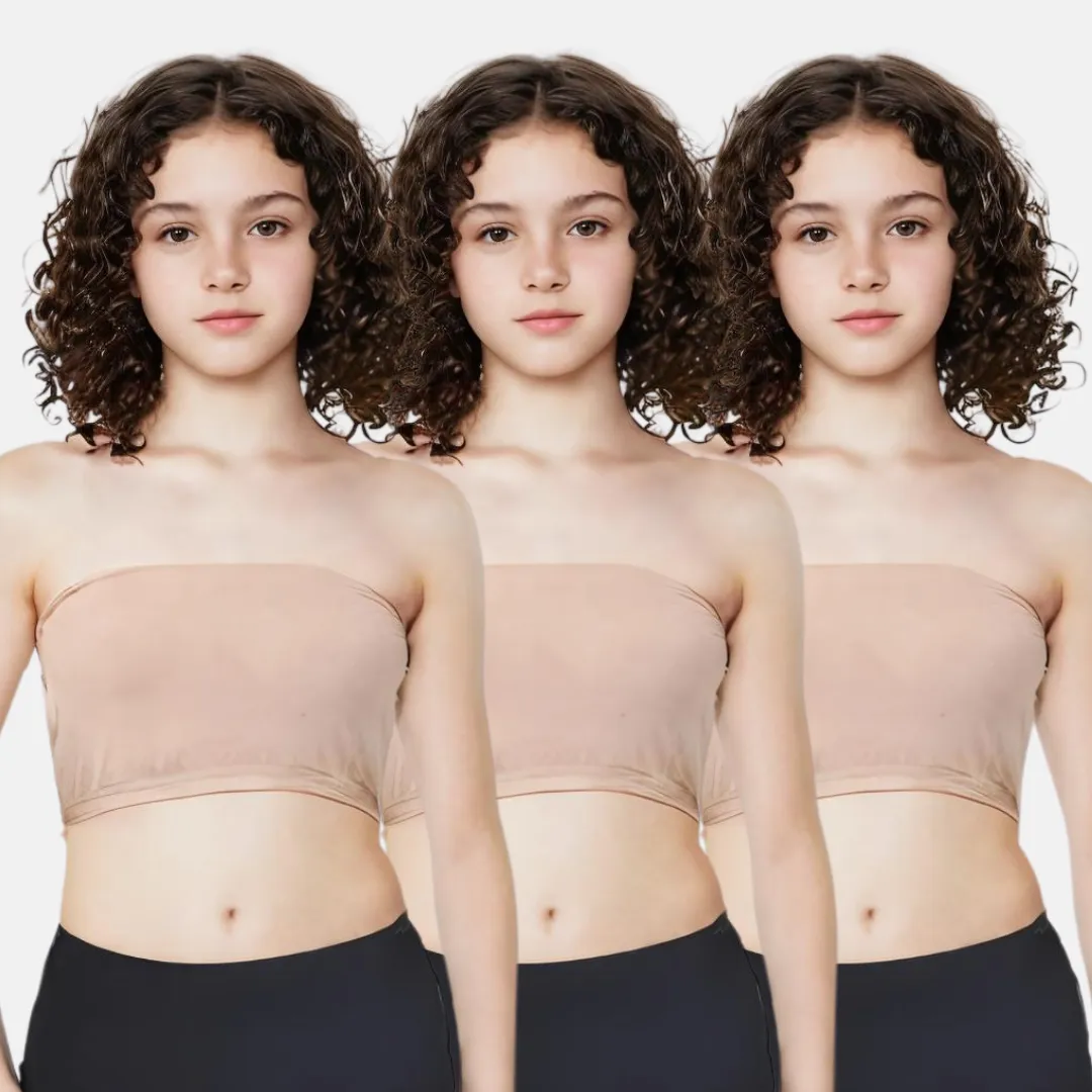 Teens Tube Top Bra | Slip On Style | 3 Layer Front Panel Conceals Nipples | Silicone Anti Slip Band Prevents Slipping | 3 Pack - Image 11