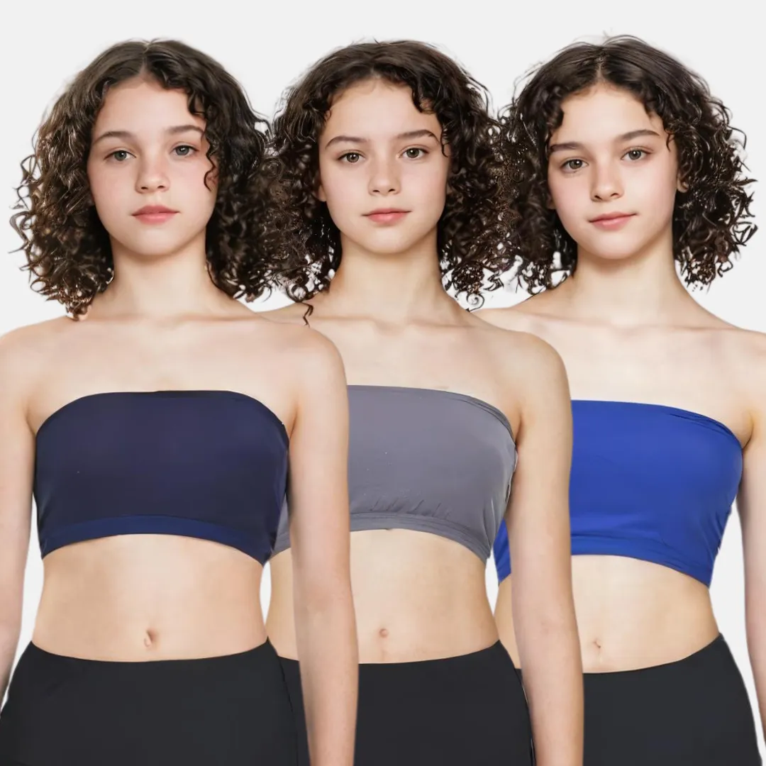 Teens Tube Top Bra | Slip On Style | 3 Layer Front Panel Conceals Nipples | Silicone Anti Slip Band Prevents Slipping | 3 Pack - Image 12