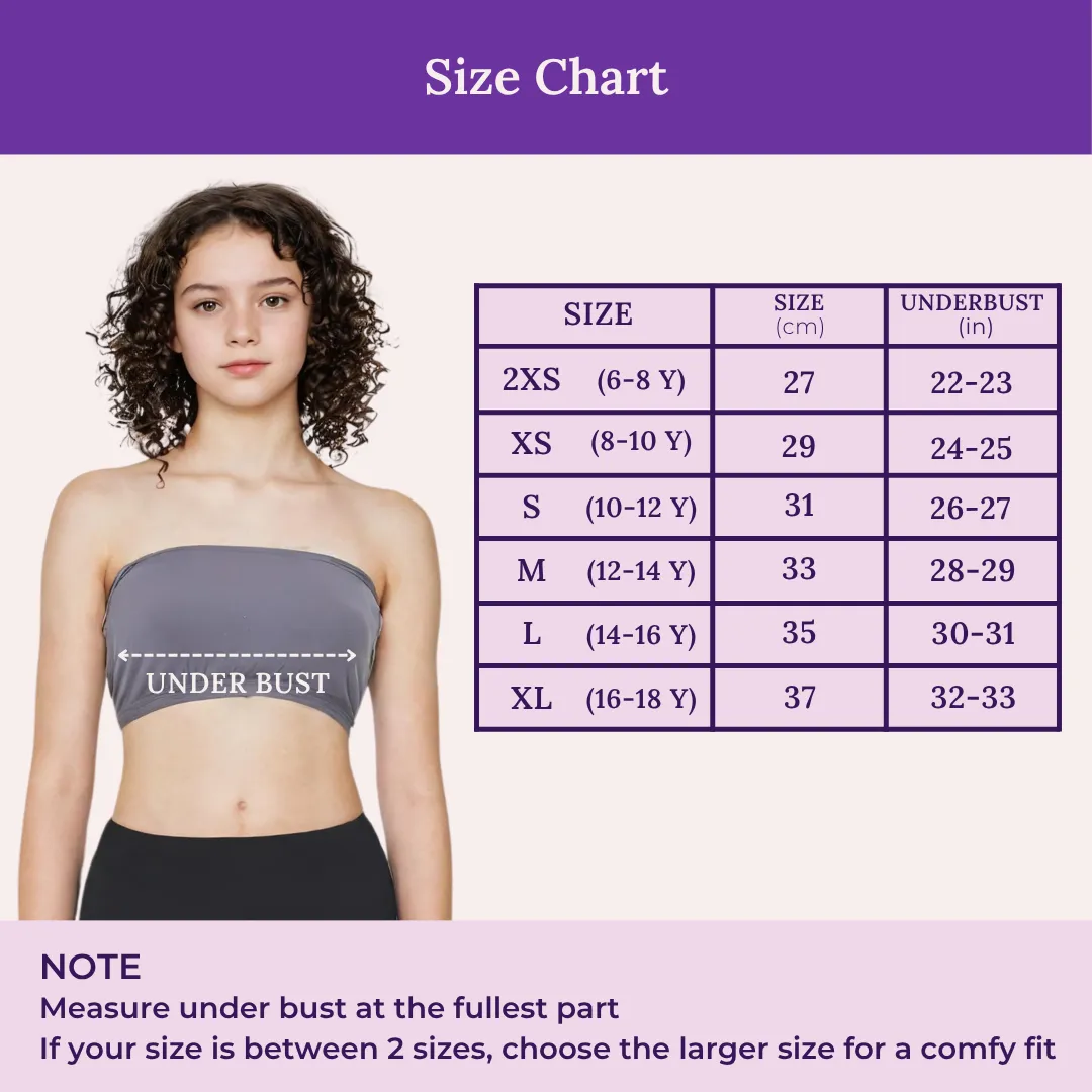 Teens Tube Top Bra | Slip On Style | 3 Layer Front Panel Conceals Nipples | Silicone Anti Slip Band Prevents Slipping - Image 3