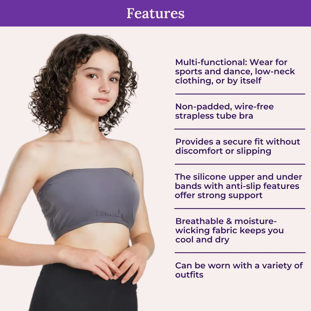 Teens Tube Top Bra | Slip On Style | 3 Layer Front Panel Conceals Nipples | Silicone Anti Slip Band Prevents Slipping - Image 4
