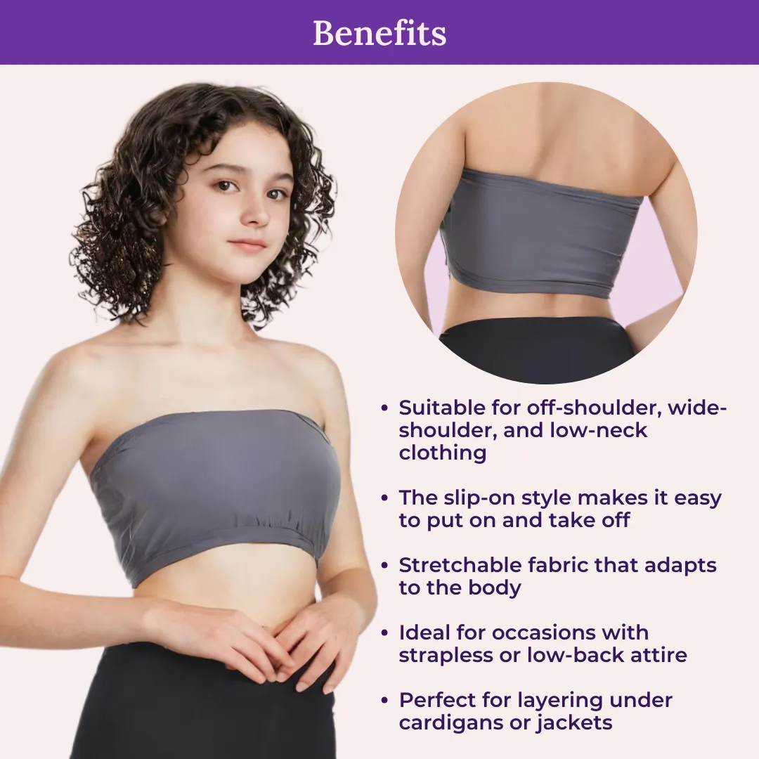 Teens Tube Top Bra | Slip On Style | 3 Layer Front Panel Conceals Nipples | Silicone Anti Slip Band Prevents Slipping - Image 5