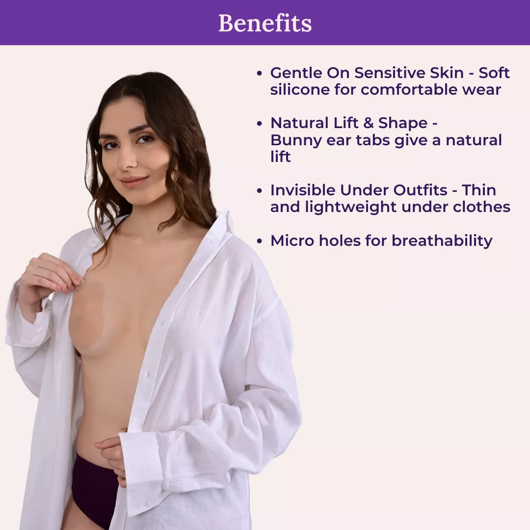 Ultra Lift Stick-On Bra | Breathable Silicone Nipple Covers | Secure Hold | 6 Hours Wear | Wash & Reuse | Pack Of 2 - Image 3