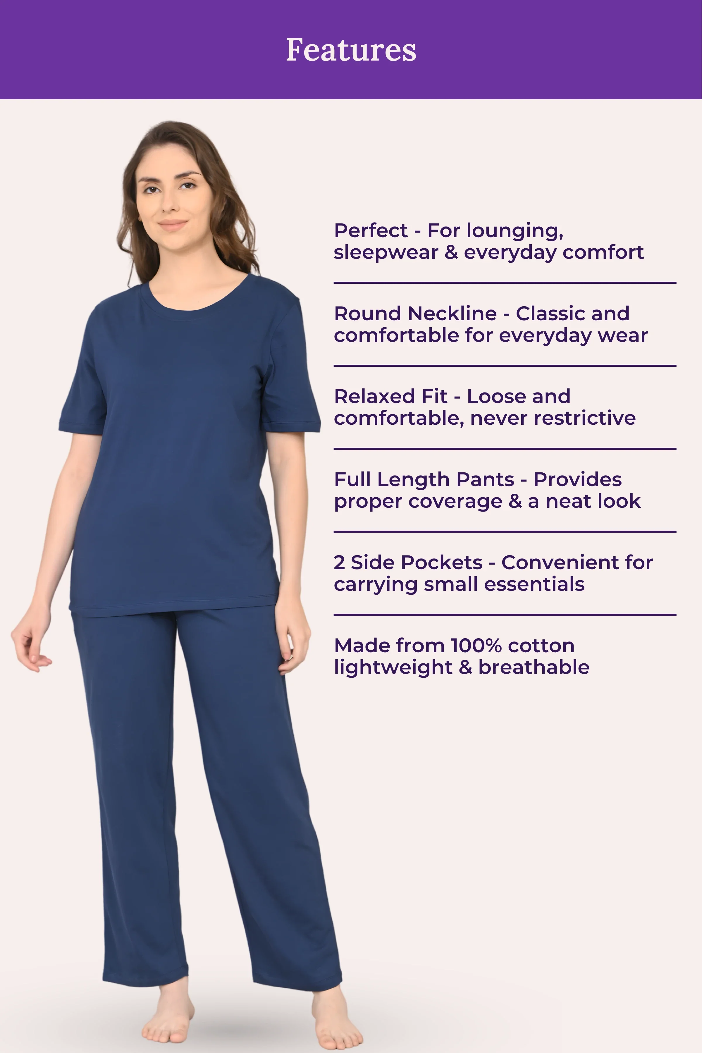 Pyjama Set | T-shirt & Pyjama | Cotton Blend | Relaxed Fit | Elasticated Waistband - Image 4