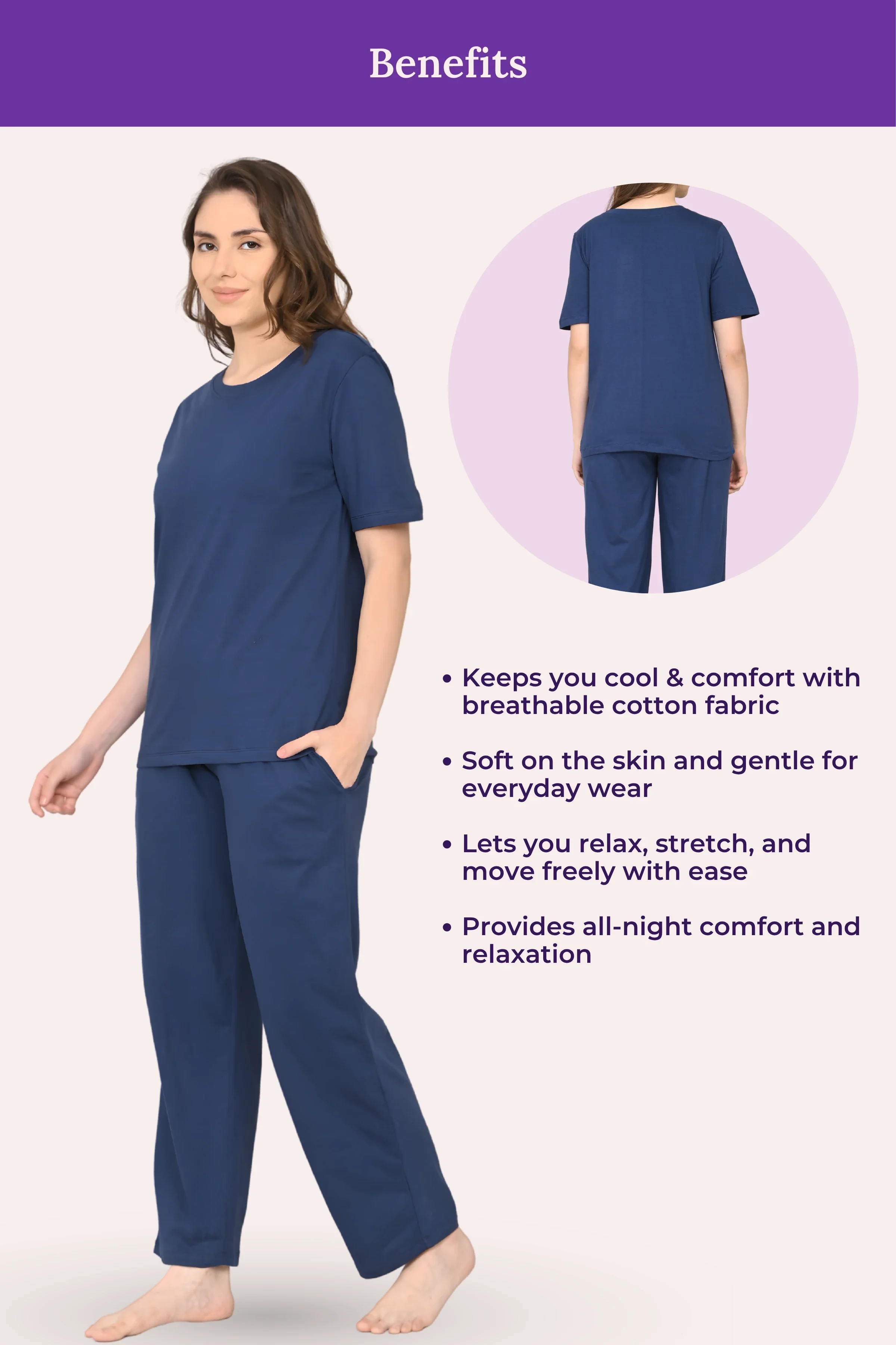 Pyjama Set | T-shirt & Pyjama | Cotton Blend | Relaxed Fit | Elasticated Waistband - Image 5