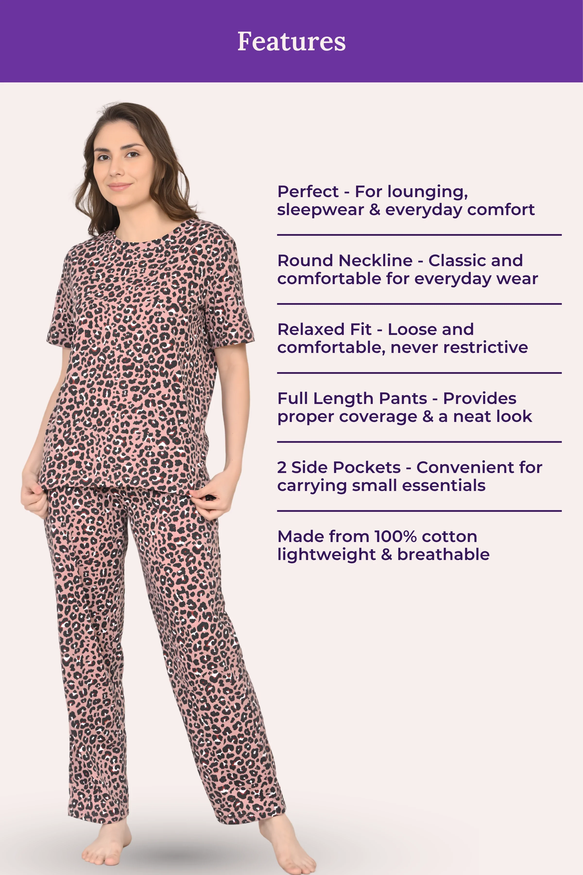 Pyjama Set | T-shirt & Pyjama | Cotton Blend | Relaxed Fit | Elasticated Waistband - Image 4