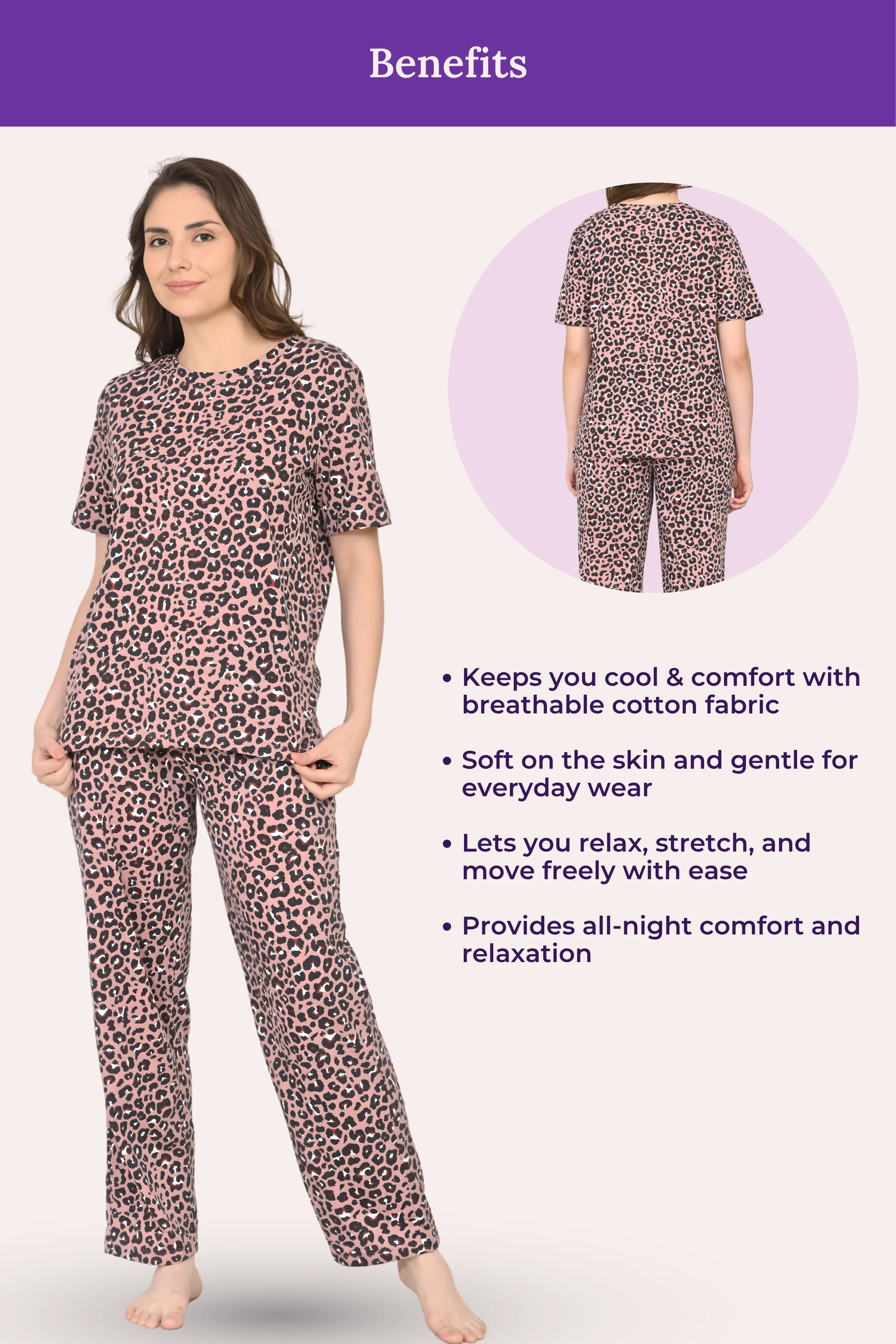 Pyjama Set | T-shirt & Pyjama | Cotton Blend | Relaxed Fit | Elasticated Waistband - Image 5