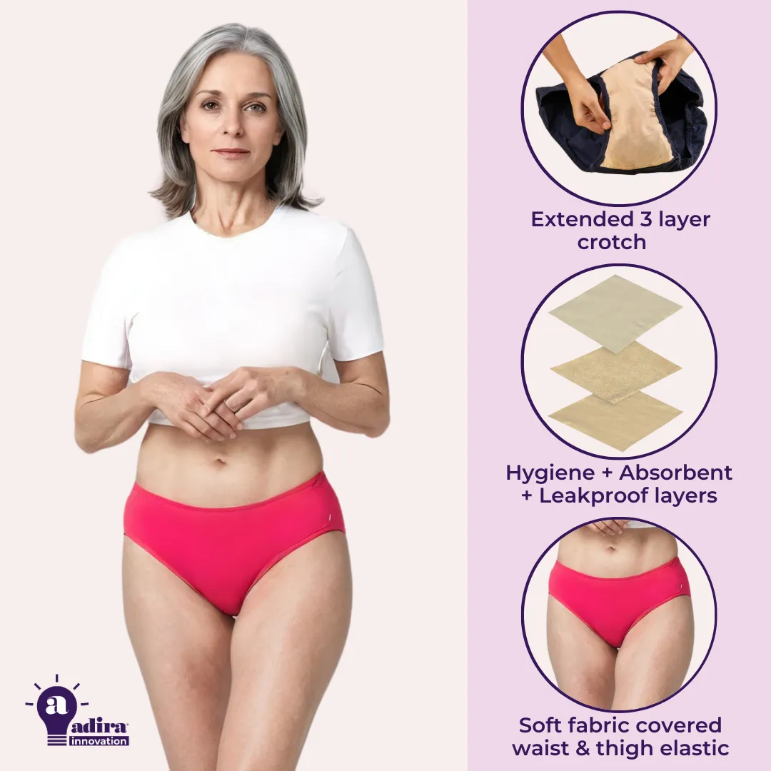Incontinence Panties | Mid Waist | Leakproof Crotch | Absorbs 25ml Of Leaks | Reusable & Washable - Image 2