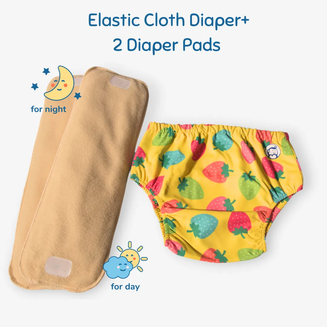 Fabric Diaper | Berry Love | Elastic Waist | Pull Up/Underwear Style | With 2 Diaper Pads Free - Image 2