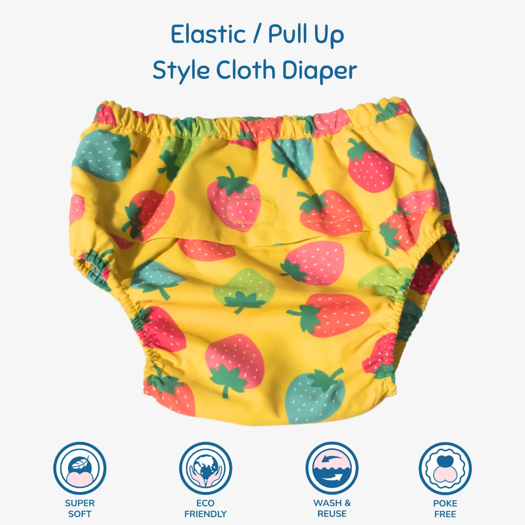 Fabric Diaper | Berry Love | Elastic Waist | Pull Up/Underwear Style | With 2 Diaper Pads Free - Image 3