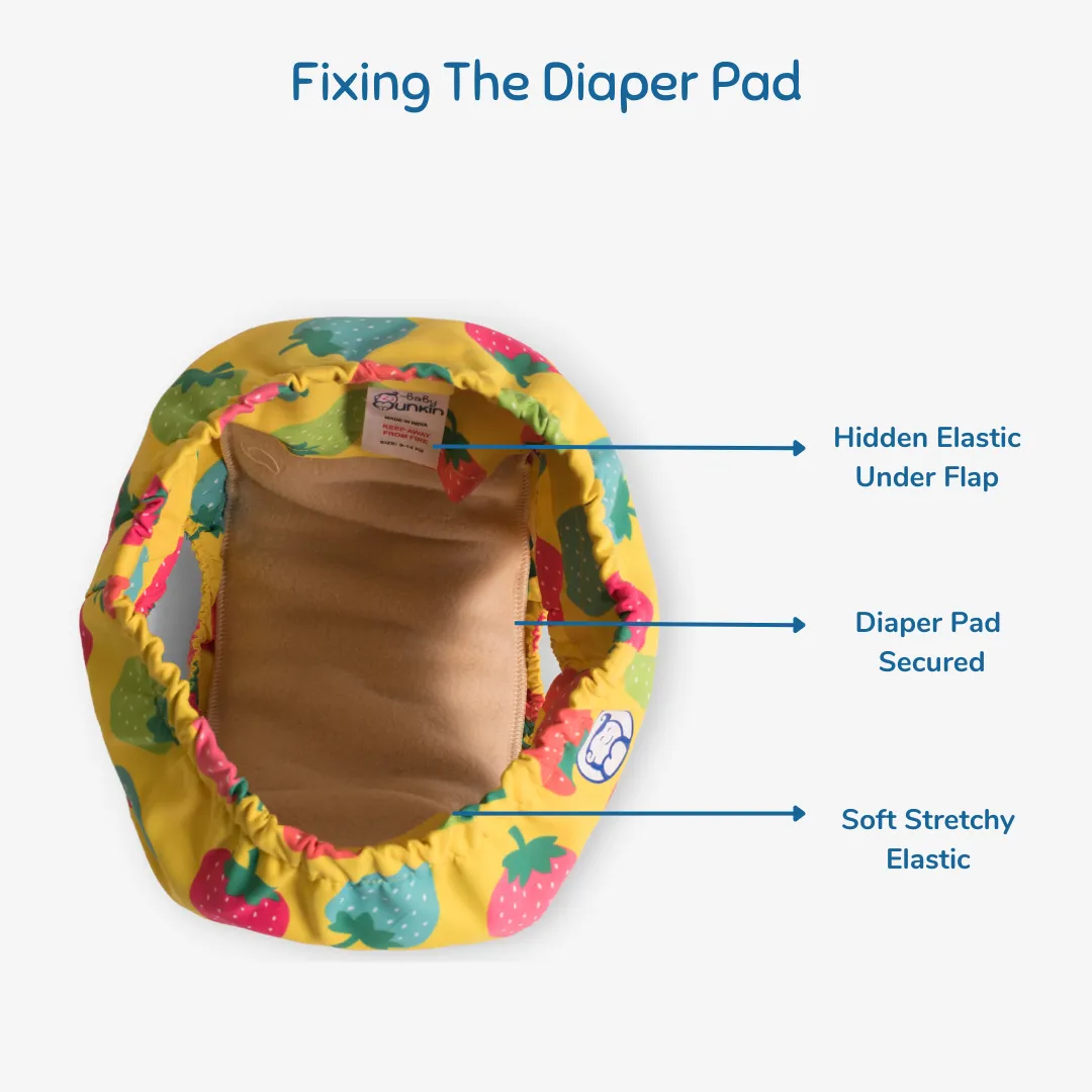 Fabric Diaper | Berry Love | Elastic Waist | Pull Up/Underwear Style | With 2 Diaper Pads Free - Image 4
