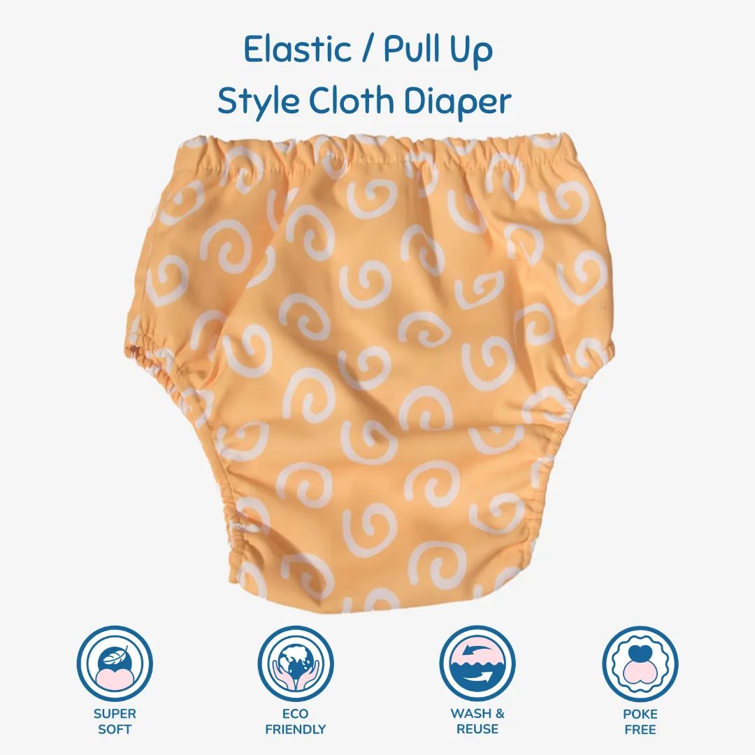 Fabric Diaper | Swirly Whirly | Elastic Waist | Pull Up/Underwear Style | With 2 Diaper Pads Free - Image 3