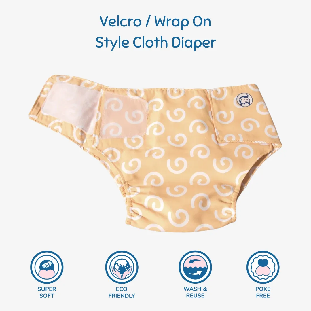 Infant Reusable Diapers | Swirly Whirly | Velcro Closure | With 2 Diaper Pads Free - Image 3